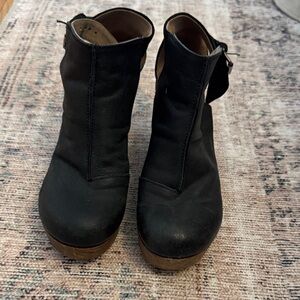 Free People Black Leather Ankle Clog Style Boots